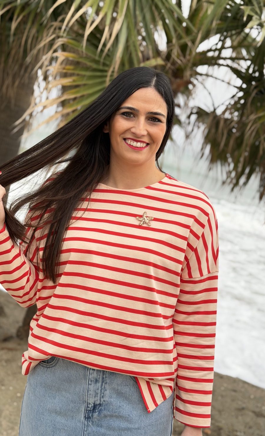 Camiseta Des Petits hauts rayas rojas