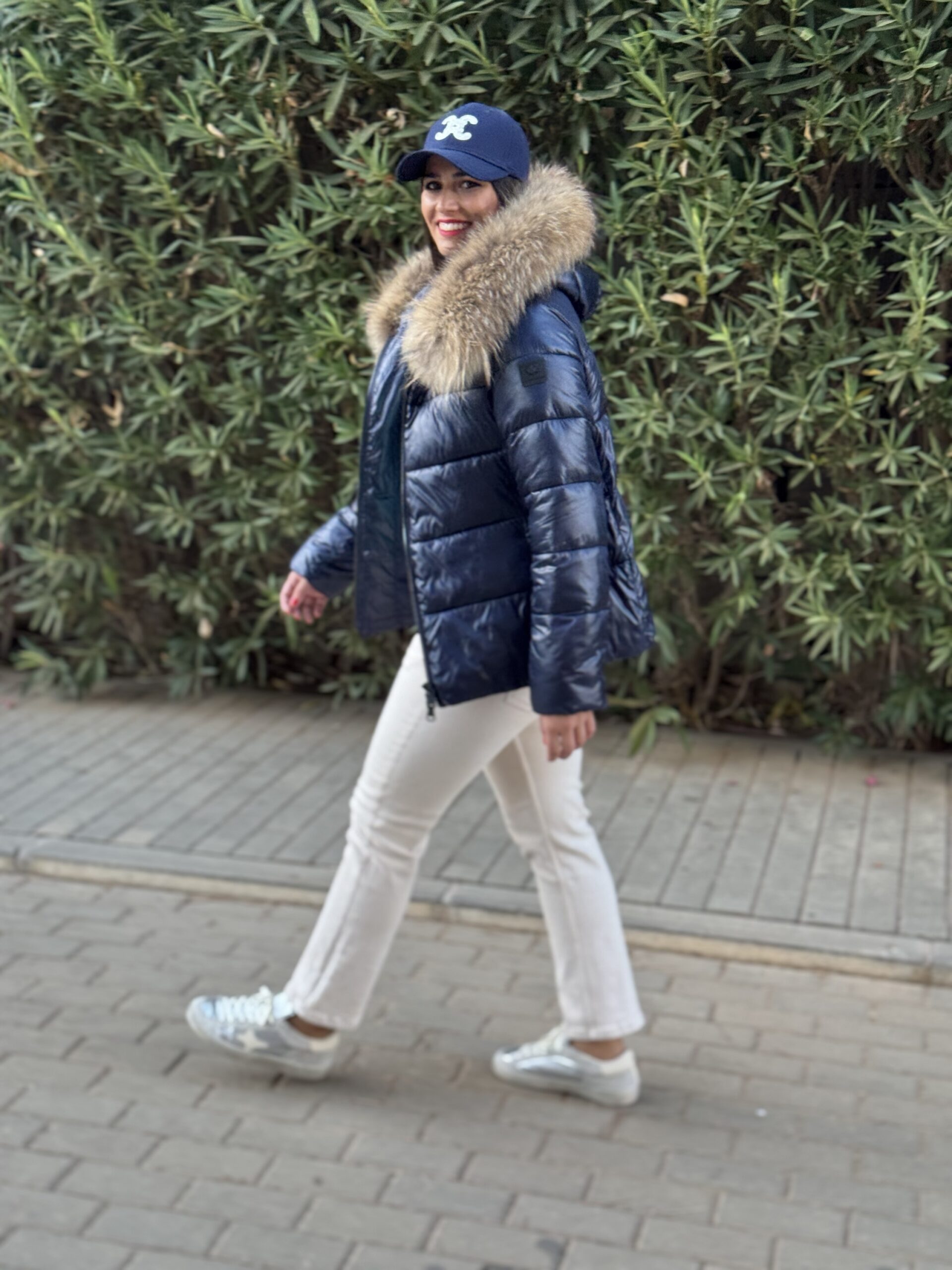 Plumifero Canadian pelo natural cape azul